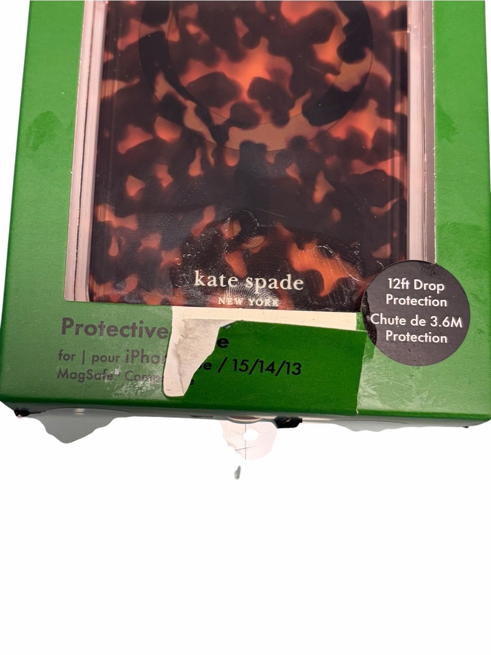 Kate Spade Tortoiseshell iPhone 13 14 15 Protective Case - Brown/Black Mag Safe - Picture 2 of 3